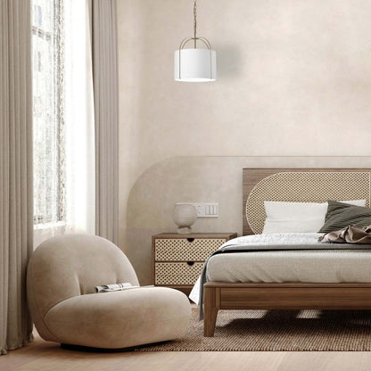 Dainolite Quincy 1 Light Pendant Gold White Shade Lamp|Luminaire suspendu Quincy de Dainolite avec abat-jour blanc, fini doré et 1 ampoule