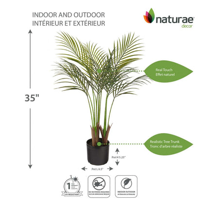 Palmier Areca artificiel 35 intérieur et extérieur en pot noir | Palmier areca artificiel de 35 po pour l'intérieur et l'extérieur en pot noir | D10HSOQB