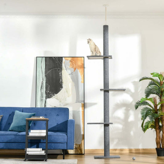Pawhut 100 Arbre À Chat Du Sol Au Plafond Avec 3 Perchoirs Centre D'activités Pour Chatons Cat Tower Furniture