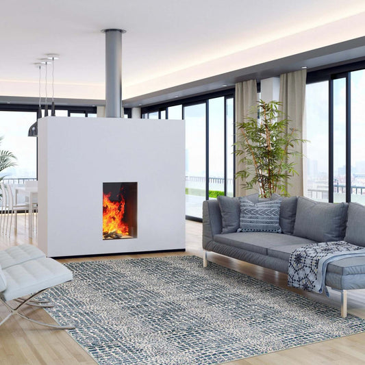 Carpette Kecia bleu marine/crème 5 pi 3 po x 7 pi 3 po|D86FBEA1