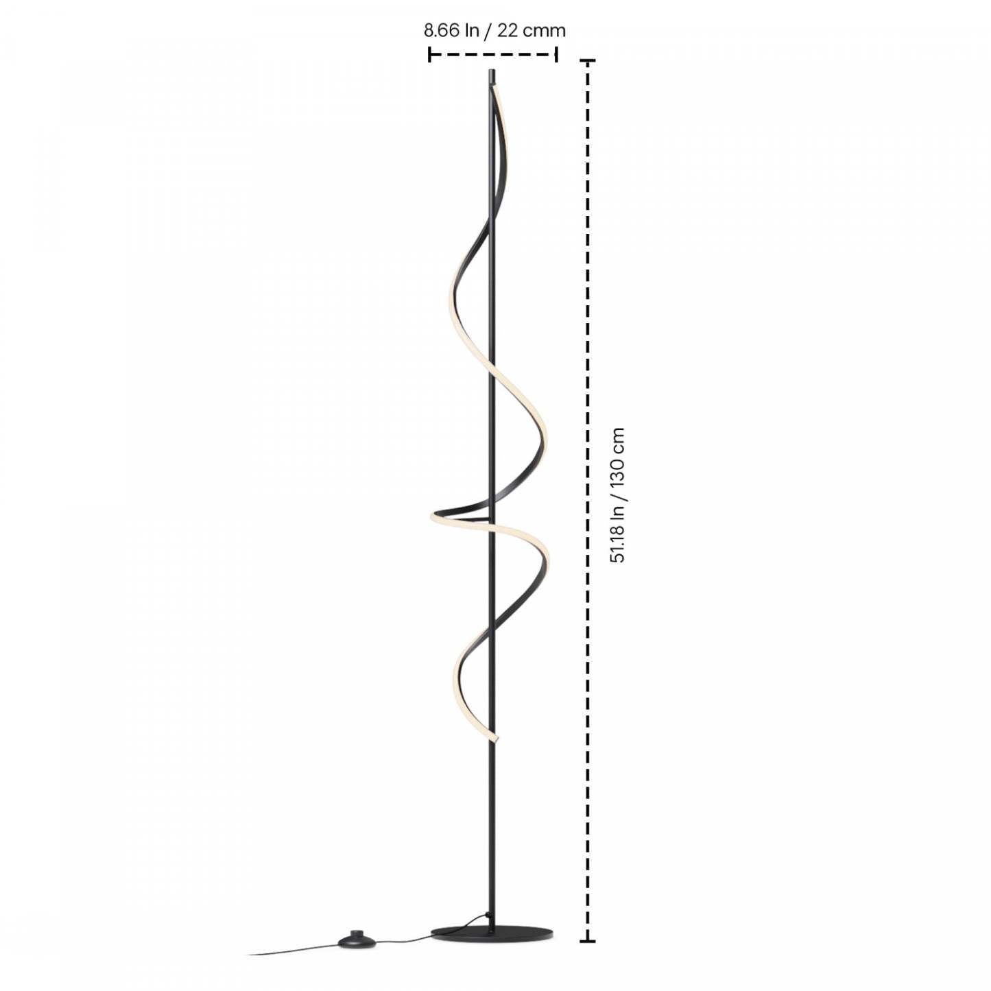 51 po Lampe à pied à DEL noir mat avec gradation progressive
