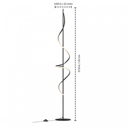51 po Lampe à pied à DEL noir mat avec gradation progressive