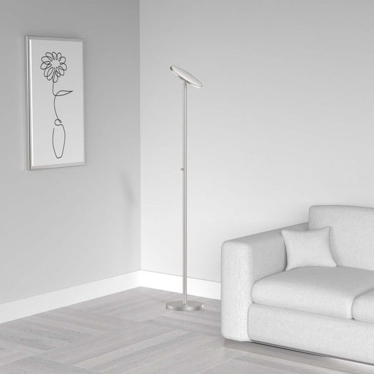 Dainolite LED Torchier Lampadaire Satin Nickel Finish|Lampe à pied torchère de Dainolite avec fini nickel satiné et ampoule à DEL
