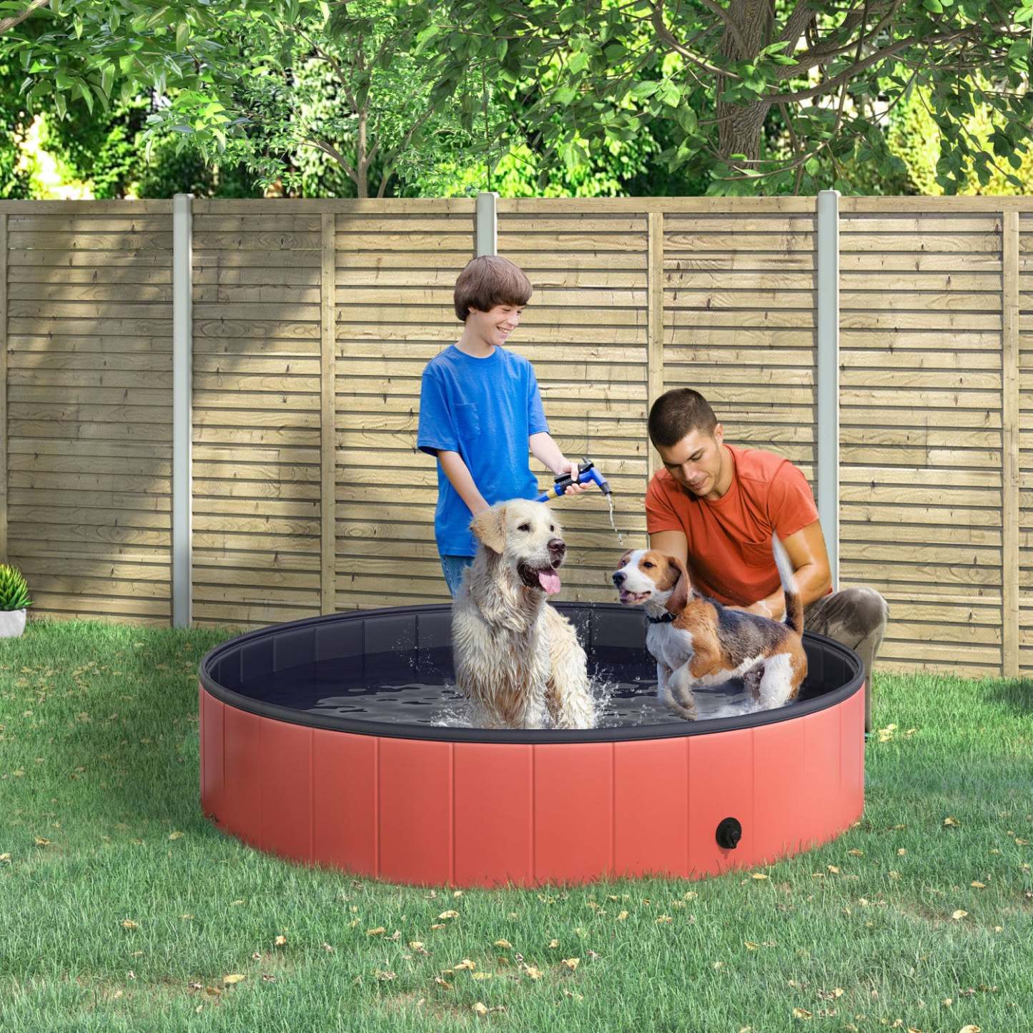 Pawhut Baignoire Pour Chien Pliable Piscine Portable Pour Animaux, Baignoire Pour Chiot D'extérieur/intérieur Avec Antidérapant|Pawhut D01-014rd Baignoire Pour Chien Pliable Pour Animal Domestique Piscine Pour Chiot Baignoire Fo
