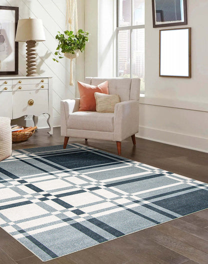 Tapis Roma bleu lavable en machine - 6'0 x 9'0|Tapis Roma bleu lavable à la machine - 6 pi 0 po x 9 pi 0 po|D86FPE55