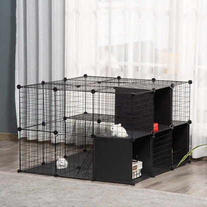Pawhut Cage Pour Petits Animaux, Cage De Lapin Avec Porte, Parc Pour Cobaye, Clôture Pour Petit Animal Pour Lapin, Ch|Pawhut Cage Pour Petits Animaux, 56 Panneaux Cage De Lapin Pour Chiots Avec Tapis Antiderapants, Ram