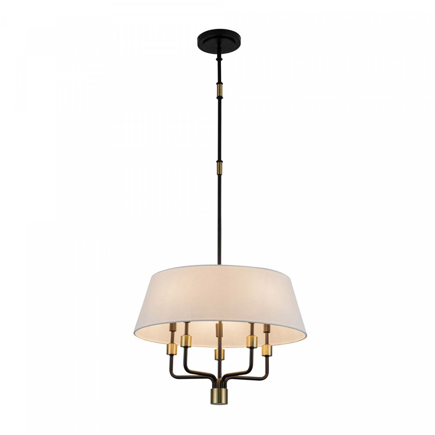 Providence 5 Light Pendant, Black, Brushed Brass Lamp | Suspension A 5 lampes Providence, Noir, Laiton Brosse