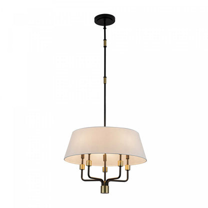 Providence 5 Light Pendant, Black, Brushed Brass Lamp | Suspension A 5 lampes Providence, Noir, Laiton Brosse