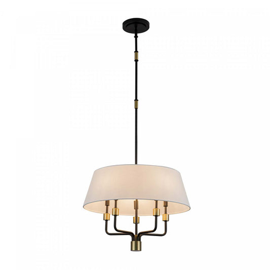 Providence 5 Light Pendant, Black, Brushed Brass Lamp | Suspension A 5 lampes Providence, Noir, Laiton Brosse