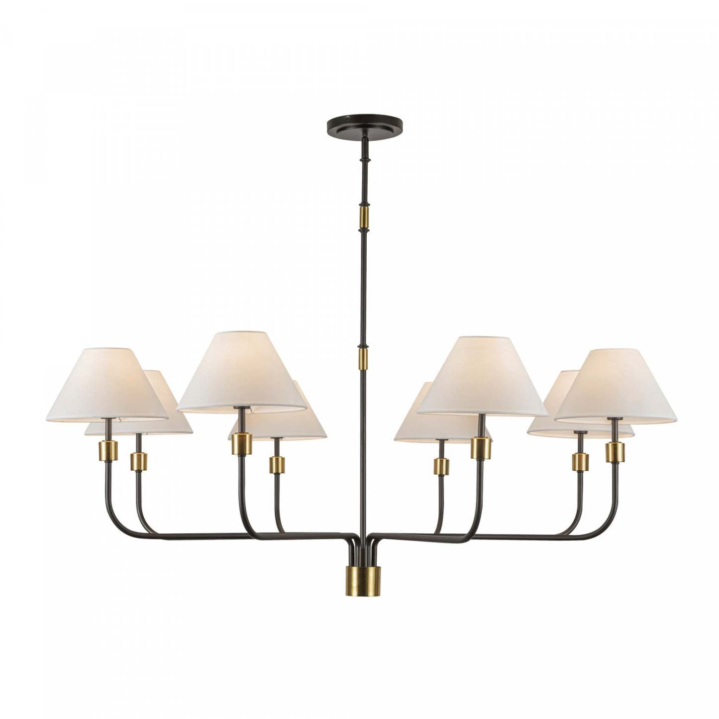 Providence 8 Light Chandelier, Black, Brushed Brass Lamp | Lustre A 8 lampes Providence, Noir, Laiton Brosse