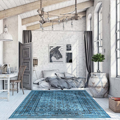 Tapis Awena Bleu 3'11 x 5'7|Carpette Awena bleue 3 pi 11 po x 5 pi 7 po|D86F5MEC