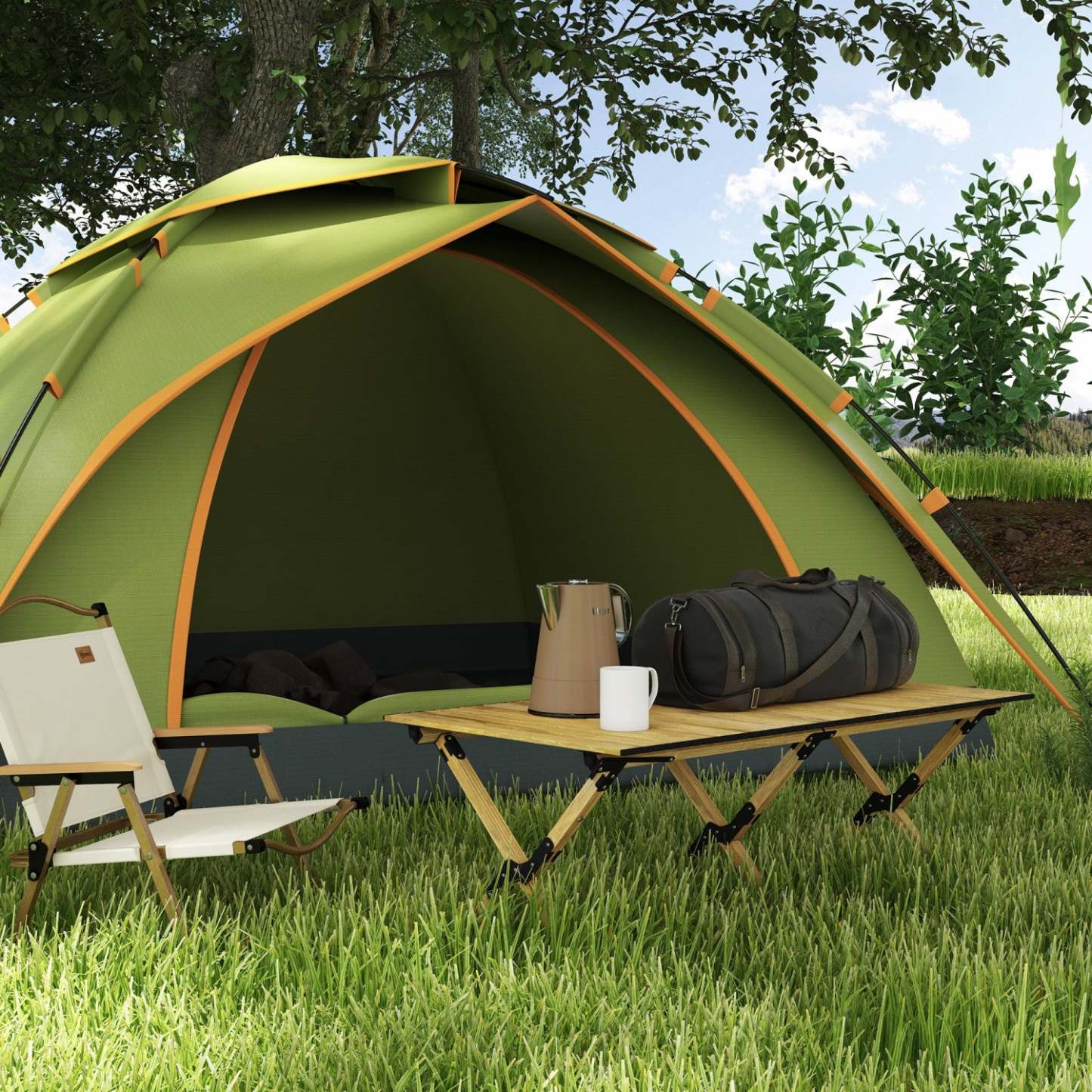 Outsunny Table De Camping Pliante, Table De Pique-nique En Aluminium 4 Pi