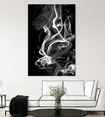 Œuvre d'art murale géante « Black Smoke Abstract » 72 x 48