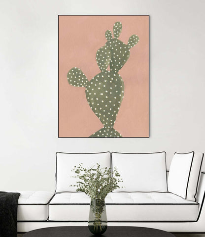 Œuvre d'art murale sur toile encadrée noire « Coral Cacti Ii » 24 x 32