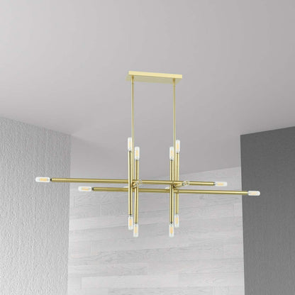 Dainolite Kanata 16 Light Horizontal Pendant Aged Brass Finish Lamp|Luminaire suspendu horizontal Kanata de Dainolite avec fini laiton vieilli et 16 ampoules