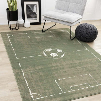 Forte Kids Soccer Playing Field Area Rug - 5'3 x 7'5|Tapis Forte à motif de terrain de soccer pour enfants - 5 pi 3 po x 7 pi 5 po