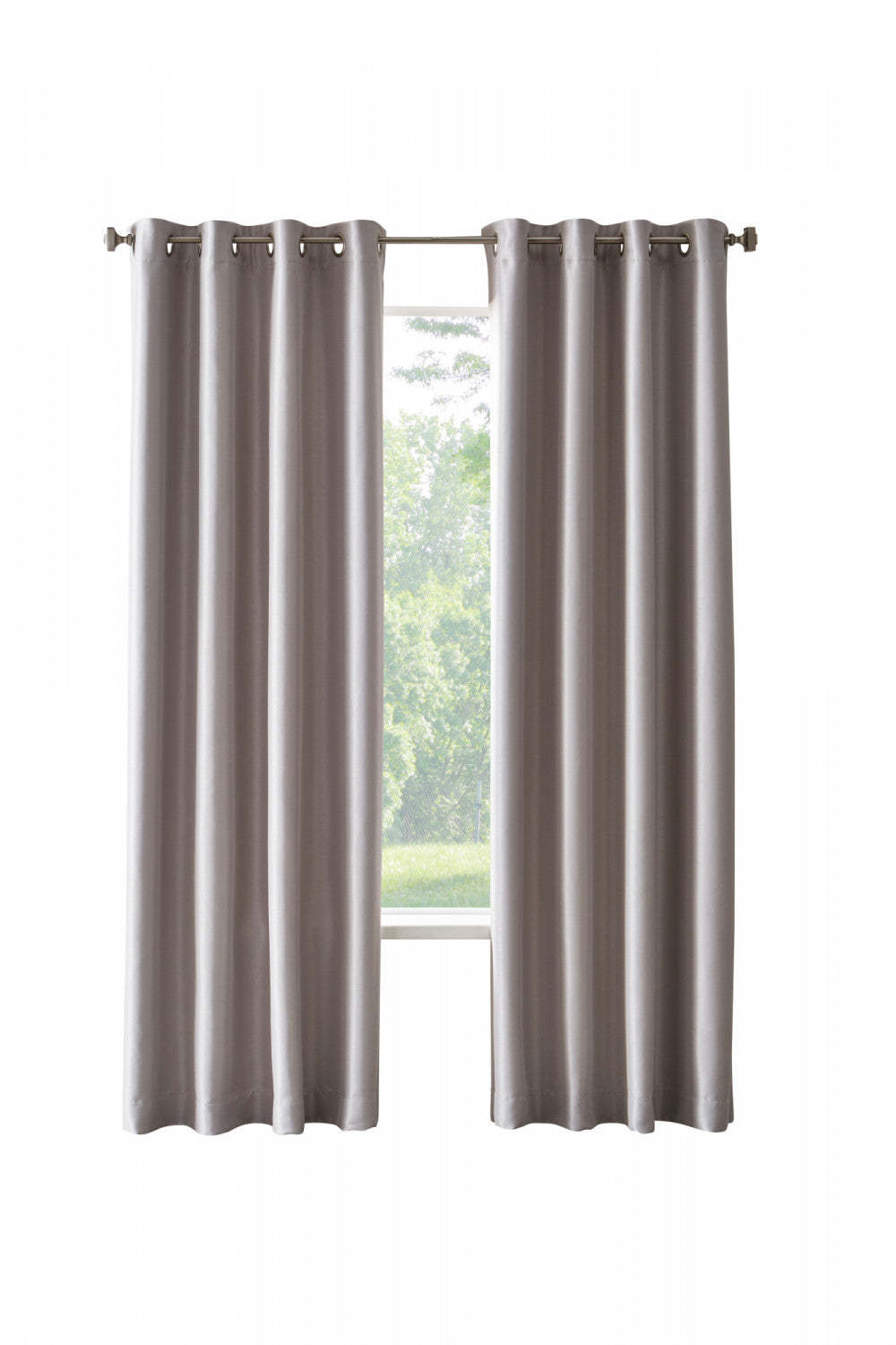 Thermalogic Antique Silver Pearl Satin Room Darkening Grommet Curtain Panel - 52 x 84|Panneau de rideau assombrissant à œillets Antique en satin perle argentée de Thermalogic - 52 x 84