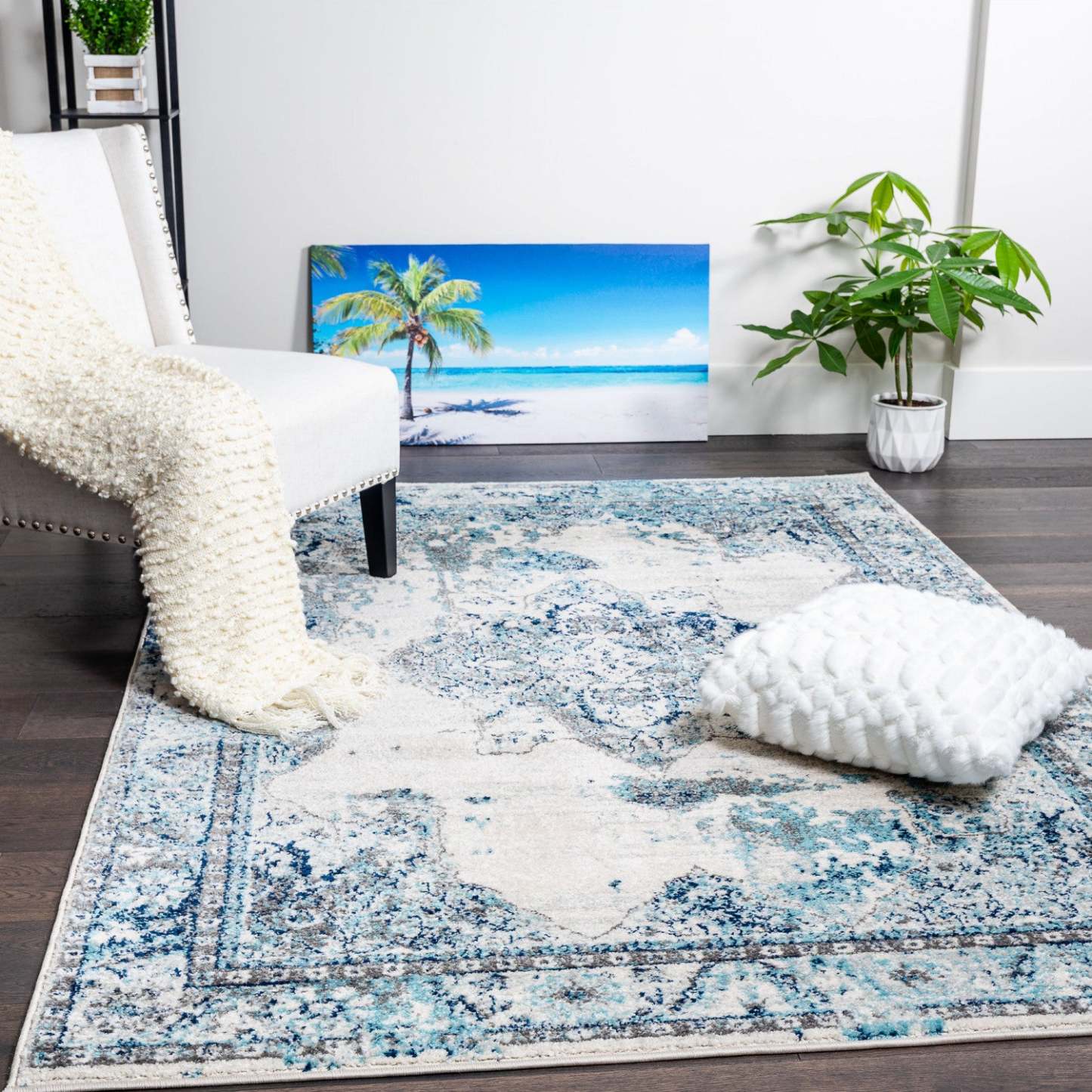 Tapis Roma Diamond Bleu 4x6 | Tapis Roma Diamant bleue 4 x 6 | D80GGDZS