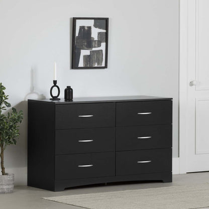 Commode 6 tiroirs Step One - Noir pur | Commode 6 tiroirs Step One - Noir uni