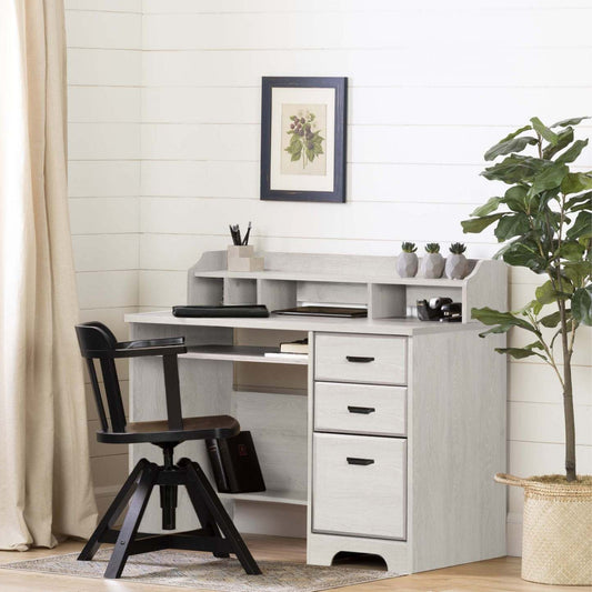 Bureau d'ordinateur Versa avec huche - Chêne d'hiver | Versa Bureau De Travail Pour Ordinateur Avec Huche - Chêne Hivernal