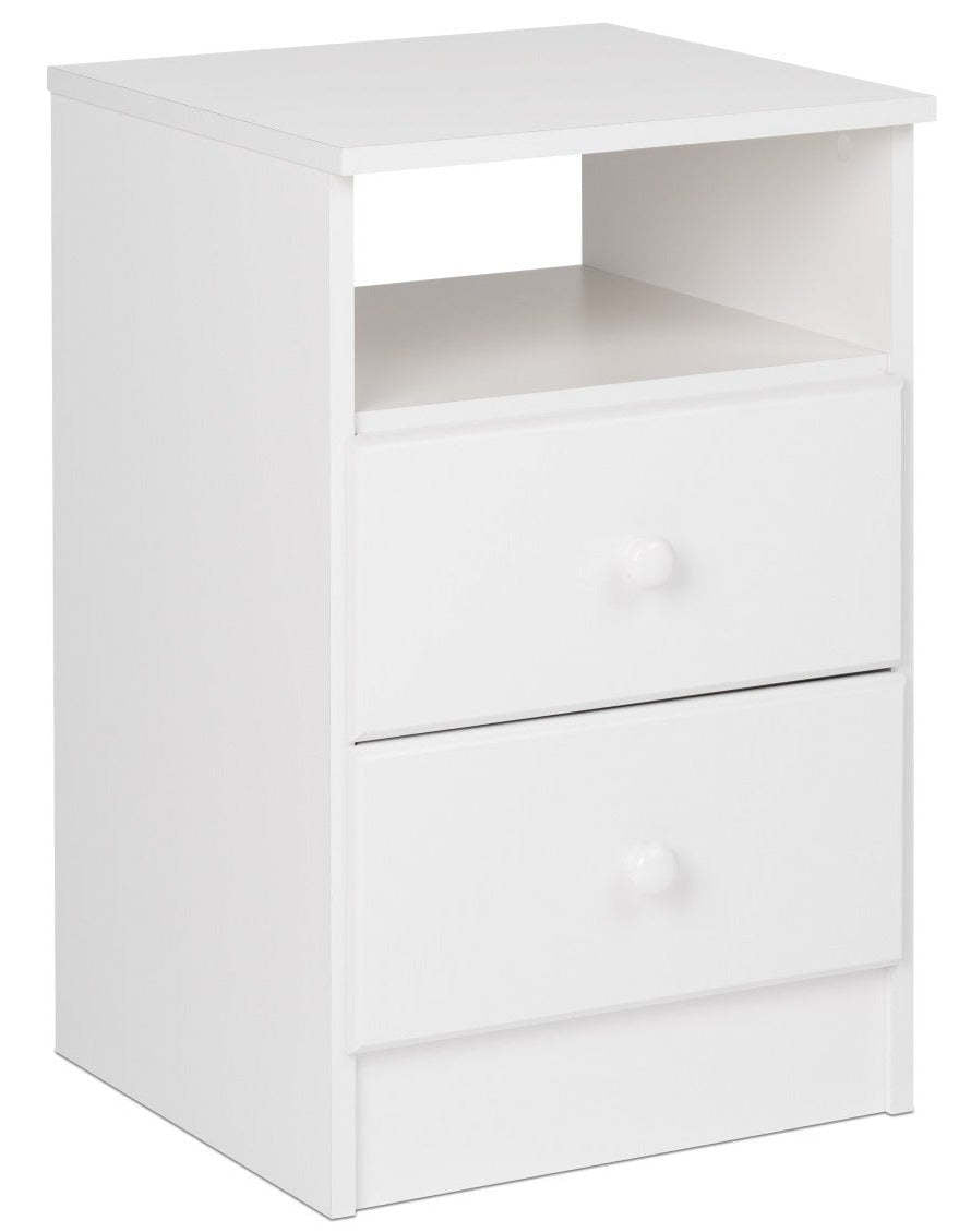 Astrid 2-Drawer Nightstand - Blanc|Table de nuit Astrid à 2 tiroirs - blanche