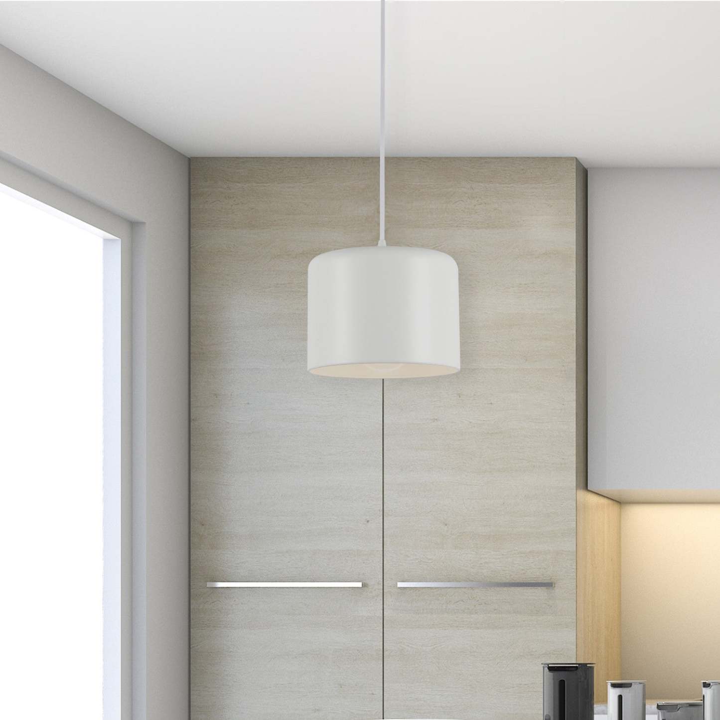 Dainolite Emilia 1 Light Pendant White Matte And Shade Lamp|Luminaire suspendu Emilia de Dainolite avec abat-jour, fini blanc mat et 1 ampoule