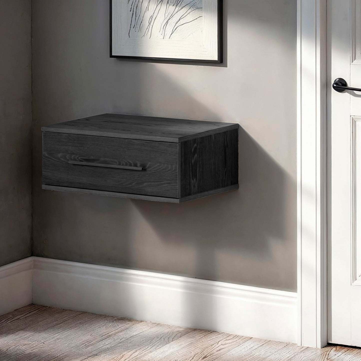 Primo Table De Chevet Flottante 1 Tiroir - Chêne Noir | Primo Floating Nightstand With 1 Drawer - Black Oak