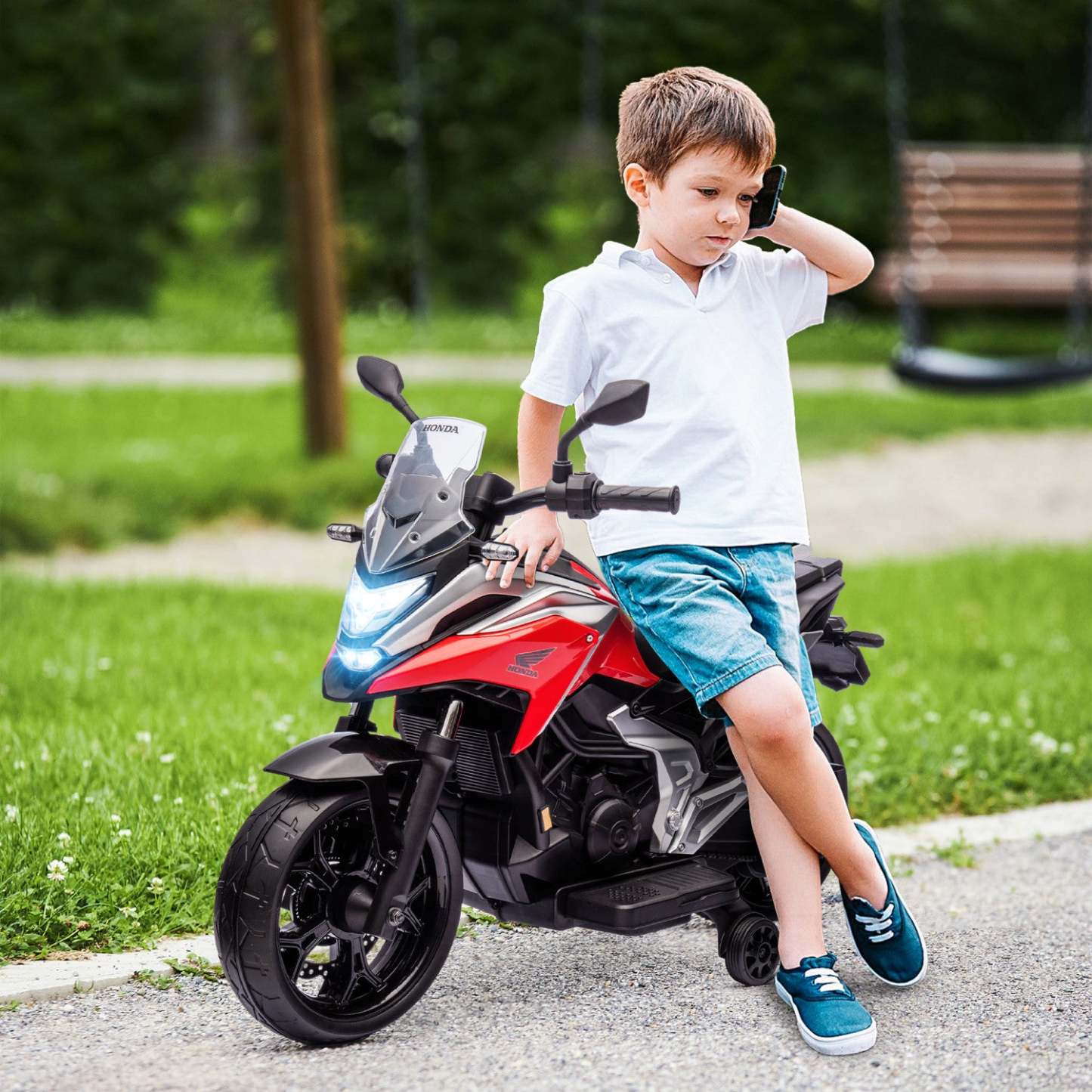 Qaba Motorcycle Electrique Honda Licensee 12v, Conduite Sur Moto A Batterie Pour Les Enfants Avec De