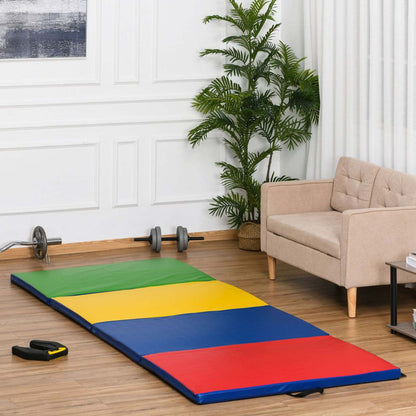 Soozier Tapis de gymnastique pliant 4'x10'x2'', tapis d'exercice avec poignées de transport pour yoga, MMA | Soozier Tapis de gymnastique pliant en cuir PU 4ftx10ftx2inch pour arts martiaux, tapis d'exercice yoga 4 panneaux