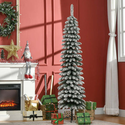 Homcom 6' Arbre de Noël Artificiel avec Branches Réalistes Vert | Homcom Arbre de Noël Artificiel Floconné de Neige de 6ft