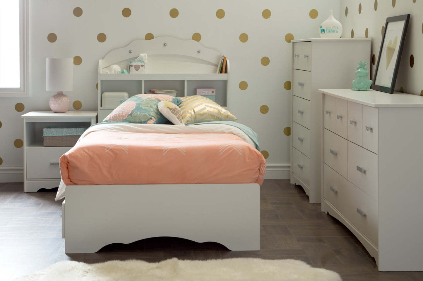 Commode à 6 tiroirs Tiara - Blanc pur | Tiara Bureau 6 Tiroirs - Blanc solide | D83GJKB2