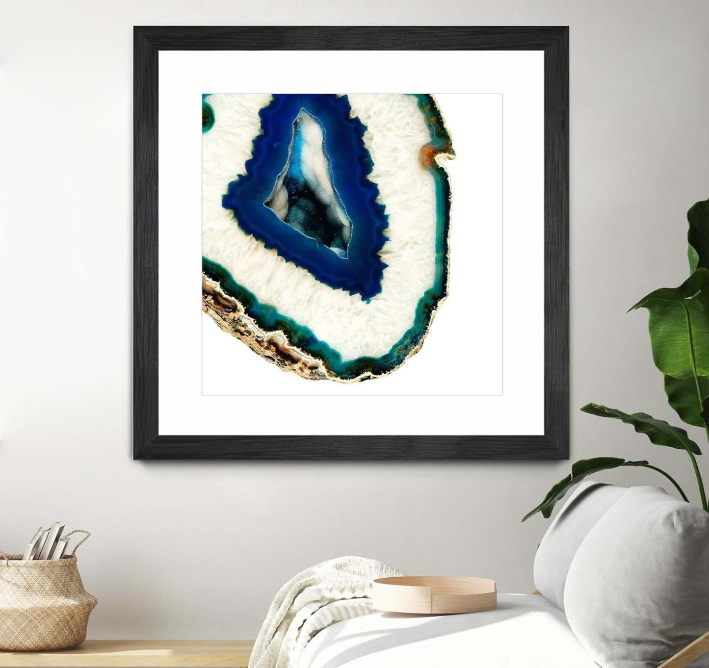 Œuvre d’art murale encadrée noire et mate « Mediterranean Agate A » 30 x 30