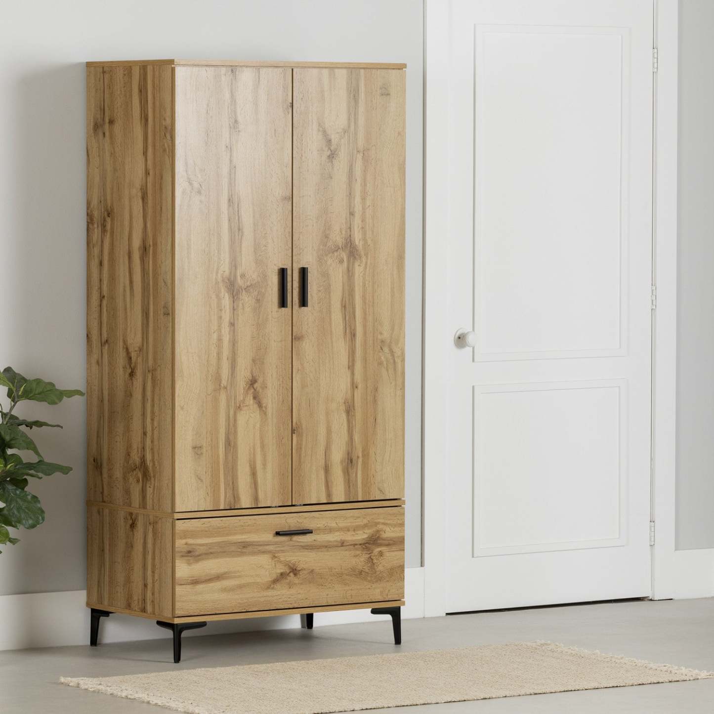 Armoire-penderie Musano avec portes et tiroirs - Chêne Nordik | Musano Armoire Penderie Avec Portes Et Tiroir - Chene Nordique