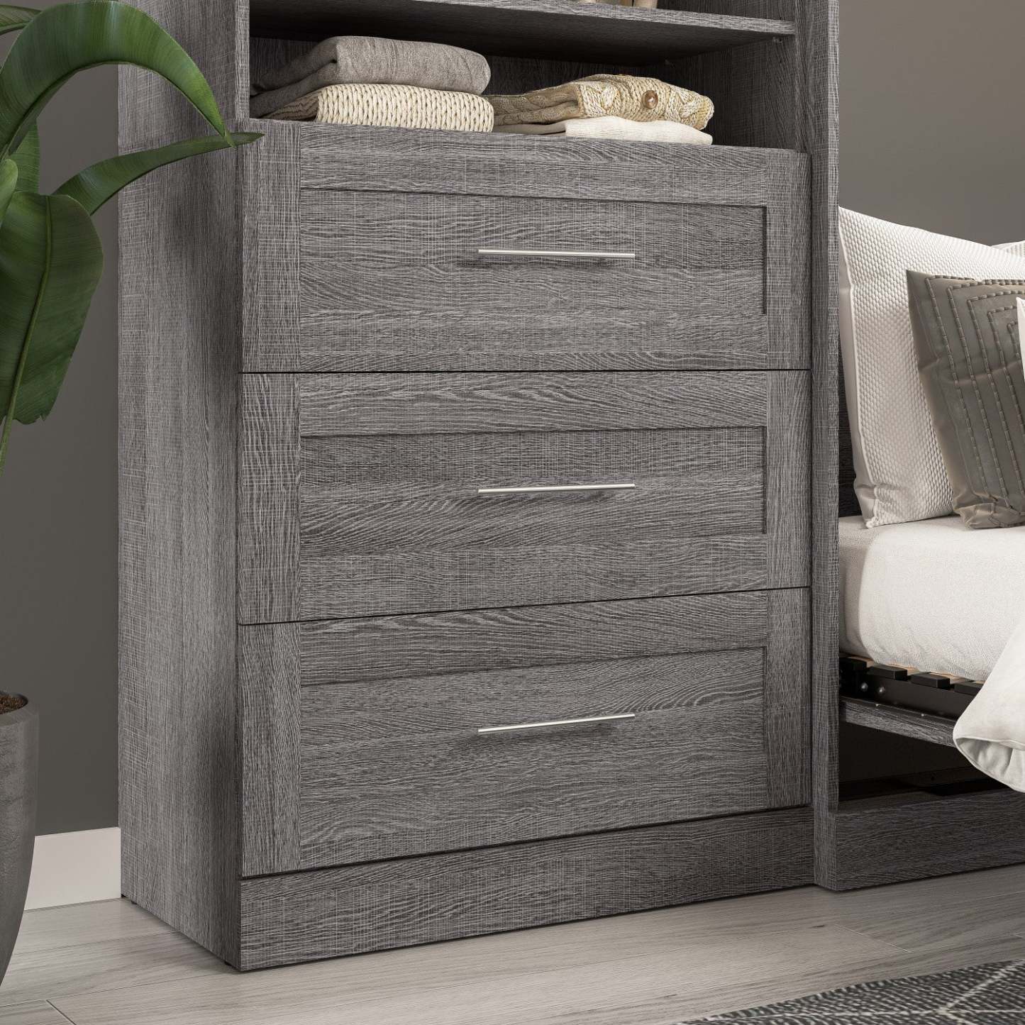 Bestar Pur 3 Drawer Set for 36 W Closet Organizer - Bark Grey|Ensemble de 3 tiroirs Pur de Bestar pour organisateur de garde-robe de 36 po (L) - gris écorce