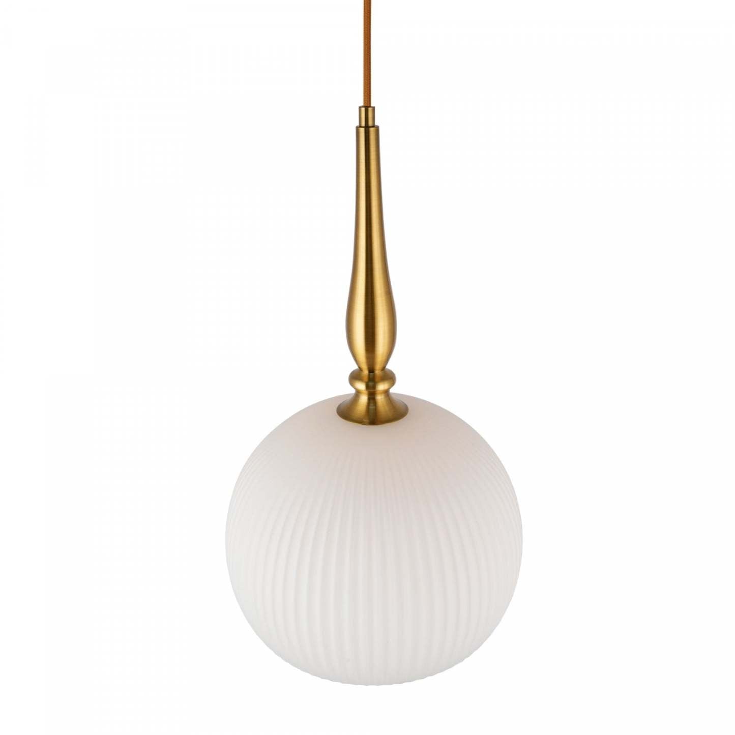 Lampe suspendue Kate à 1 lumière 14, laiton brossé avec verrerie nervurée | Suspension A 1 lampe Kate De 14 po, Laiton Brosse Et Verre Nervure