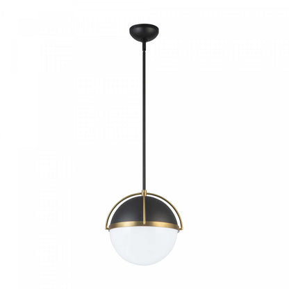 Suspension Dahlia à 1 lumière 15,4, noir, lampe en laiton brossé | Suspension A 1 lampe Dahlia De 15,4 po, Noire, Laiton Brosse