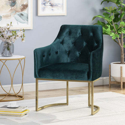 Fauteuil Club Ergonomique Jasmine Avec Revêtement En Velours - Couleur Sarcelle