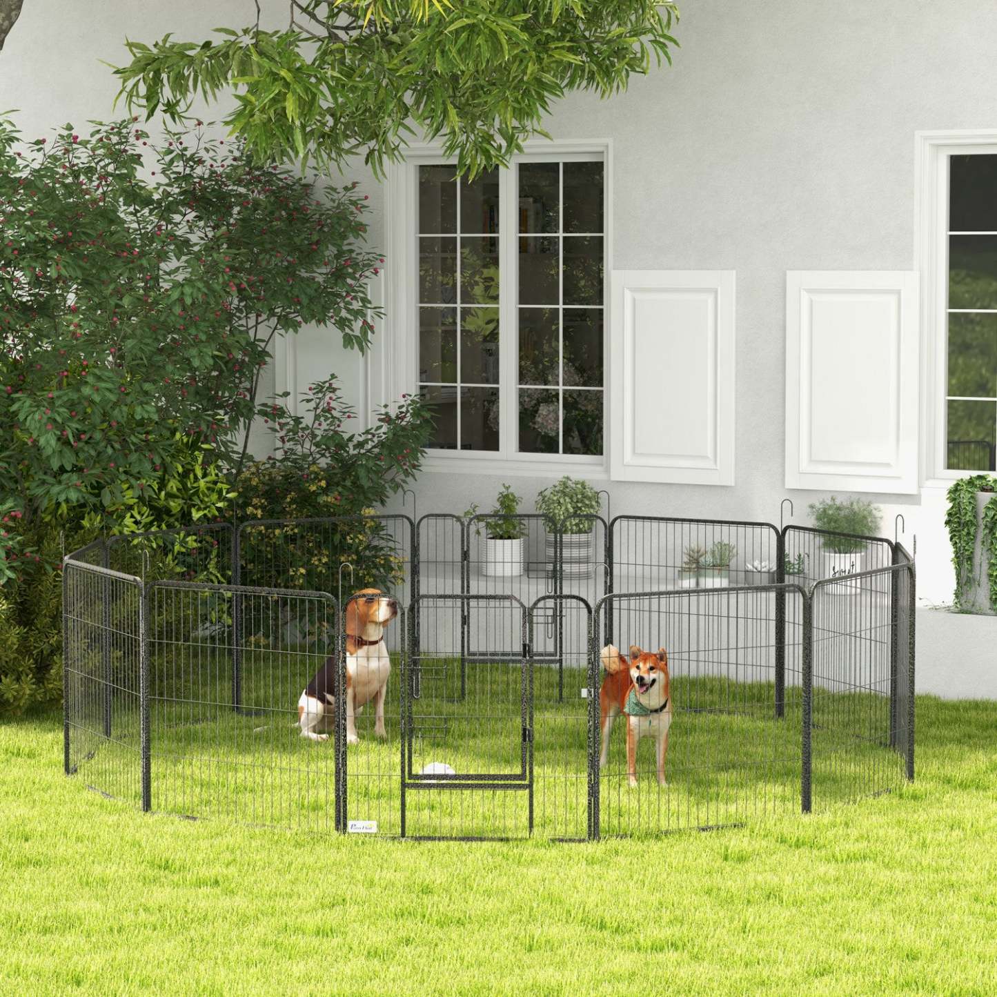 Pawhut Parc Pour Chien En Metal Robuste, Cloture D'exercice Pour Animaux De Compagnie Pour L'extérieur Et L'intérieur, Diy