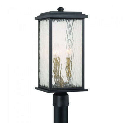 Lampadaire extérieur Estate à 3 lumières, noir, laiton avec lampe en verre de pluie | Lampadaire D'extérieur Estate A 3 lampes, Noir Et Laiton Avec Verre A Gouttelettes