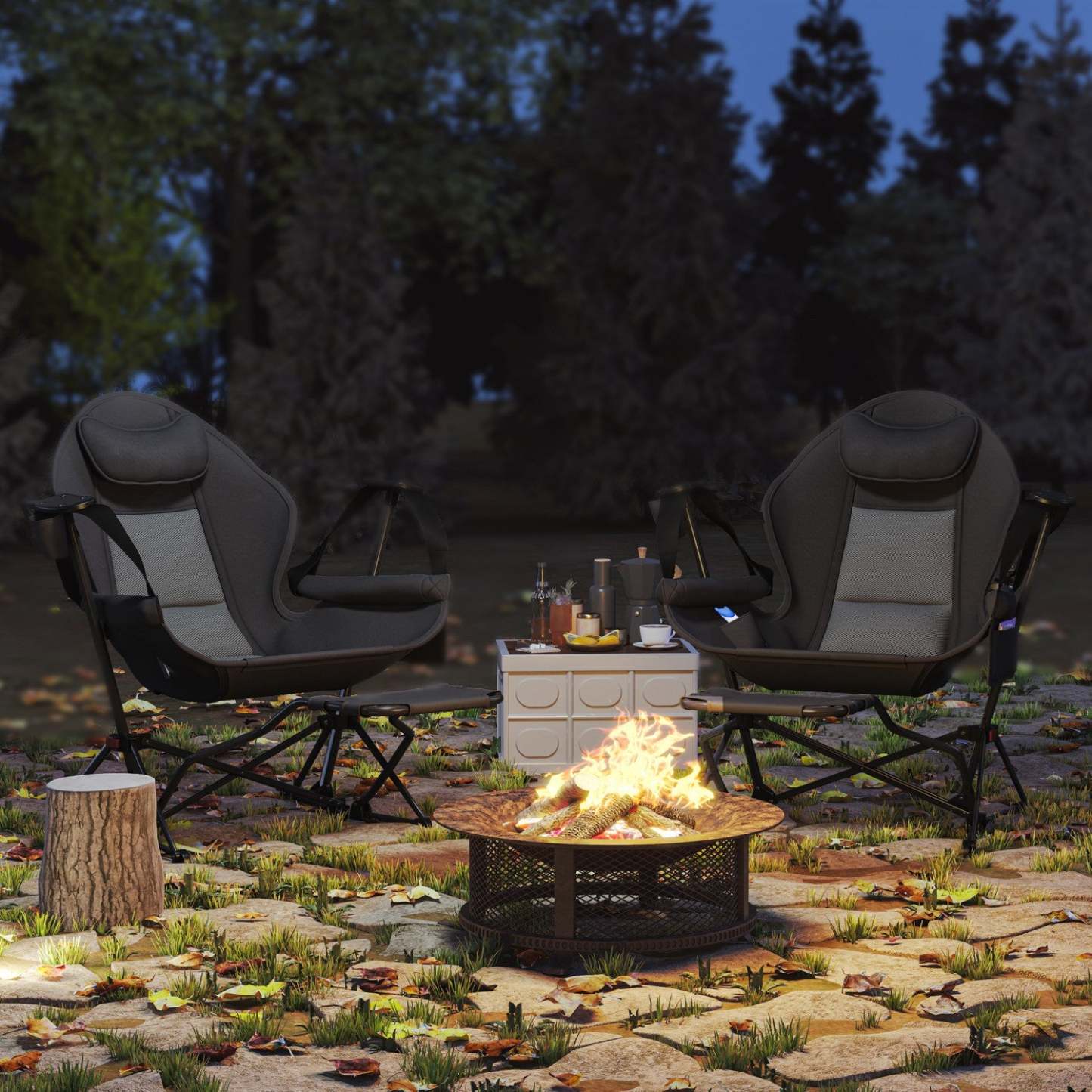 Ensemble de 2 chaises de camping et hamac Outsunny avec dossier réglable, porte-gobelet