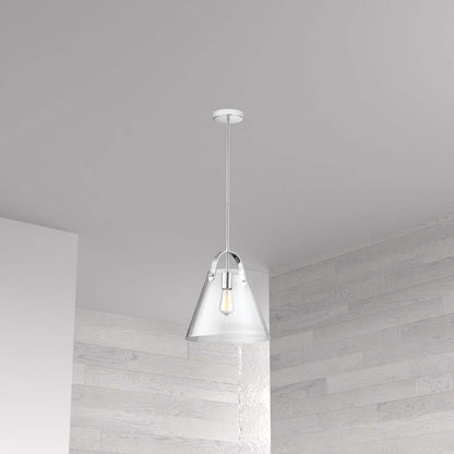 Luminaire suspendu moyen Polly de Dainolite en verre transparent, avec fini chromé poli et 1 ampoule