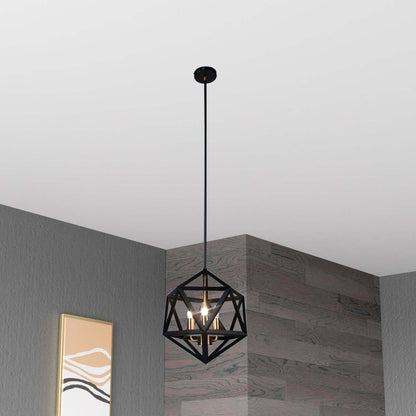 Dainolite Archello 3 Light Chandelier Matte Black Antique Brass Accents Lamp|Lustre Archello de Dainolite au fini noir mat avec touches laiton antique et 3 ampoules
