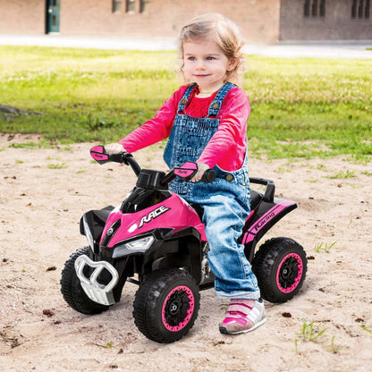 Aosom Moto 4 Roues Jouet Pour Enfants Bebe Avec Musique Et Fonction D'éclairage Pour 18-36 Mois Rose