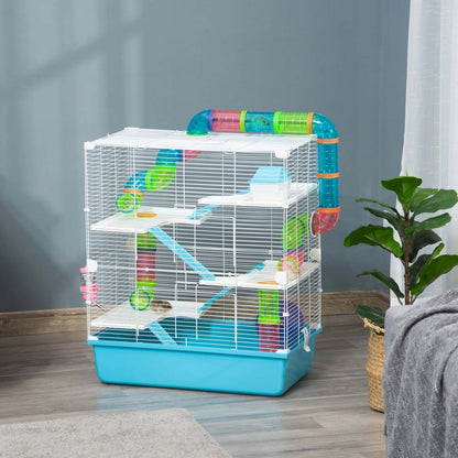 Pawhut 23 Grande Cage Pour Hamster, Maison Pour Petits Animaux, Refuge Pour Gerbilles À 5 Niveaux, Système De Tubes De Tunnel, Avec Wa|Pawhut Grande Cage Pour Hamster De 58,4 Cm, Maison Pour Petits Animaux, Refuge Pour Gerbilles À 5 Ni
