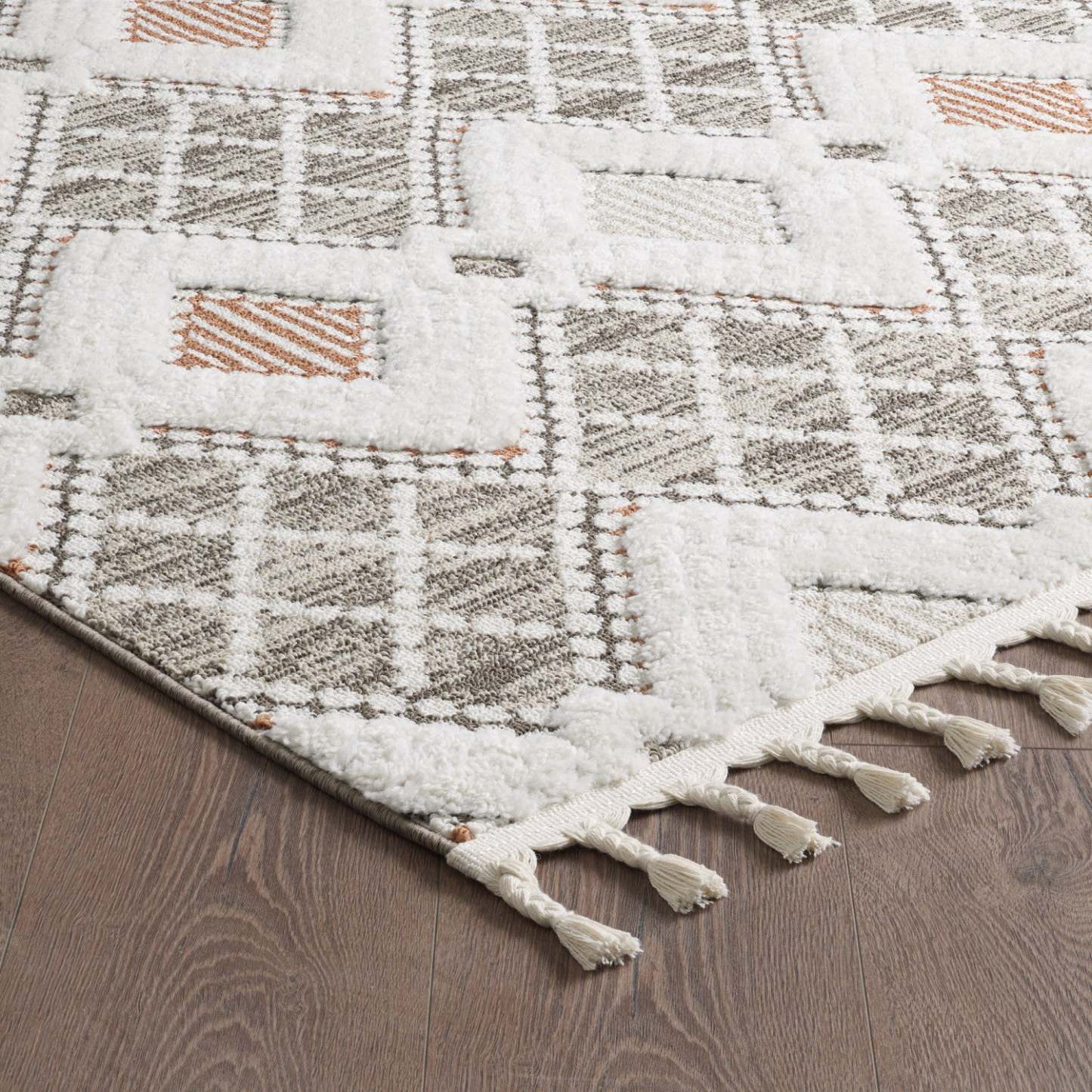 Carpette à poil long Quinto Twinkle orange - 2 pi 7 po x 8 pi