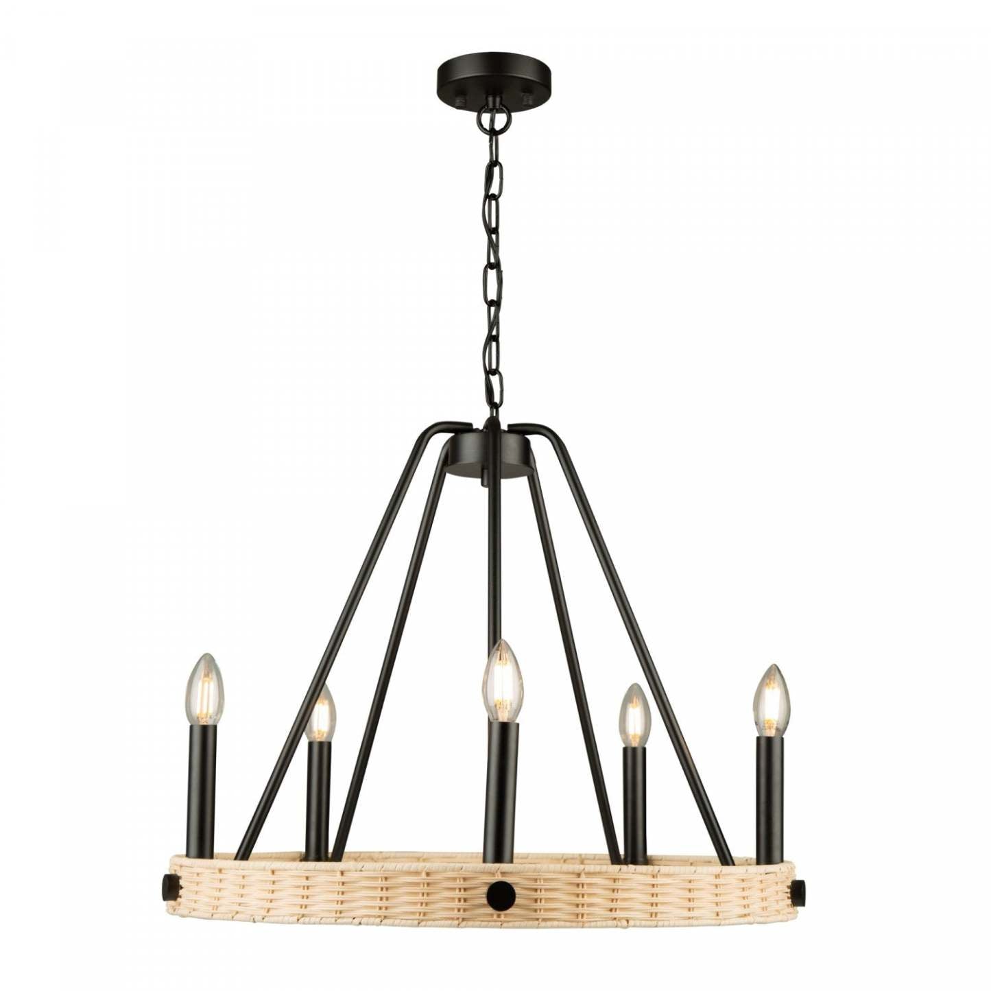 Perris Lustre noir à 5 lumières | Lustre Perris noir à 5 ampoules | D06H8SD8