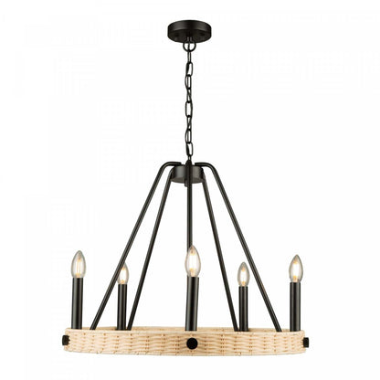 Perris Lustre noir à 5 lumières | Lustre Perris noir à 5 ampoules | D06H8SD8