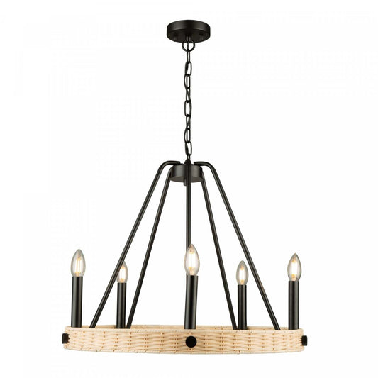 Perris Lustre noir à 5 lumières | Lustre Perris noir à 5 ampoules | D06H8SD8