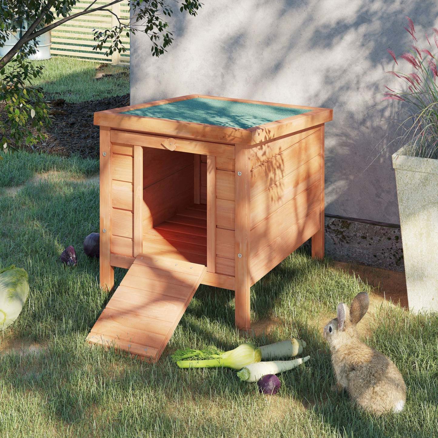 Pawhut 20x16.5x17 Clapier En Bois Pour Lapins Maison Pour Petits Animaux Lapin Cochon D'inde Cage Coop Chat Shelt
