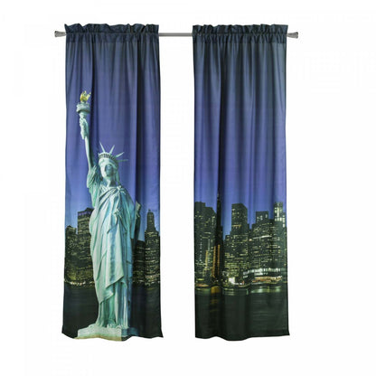 Habitat Statue de la Liberté Filtrant la Lumière Pole Top Curtain Panel Paire - 37 x 84|Paire de panneaux de rideau filtrant la lumière passe-tringle Statue de la Liberté d'Habitat - 37 x 84